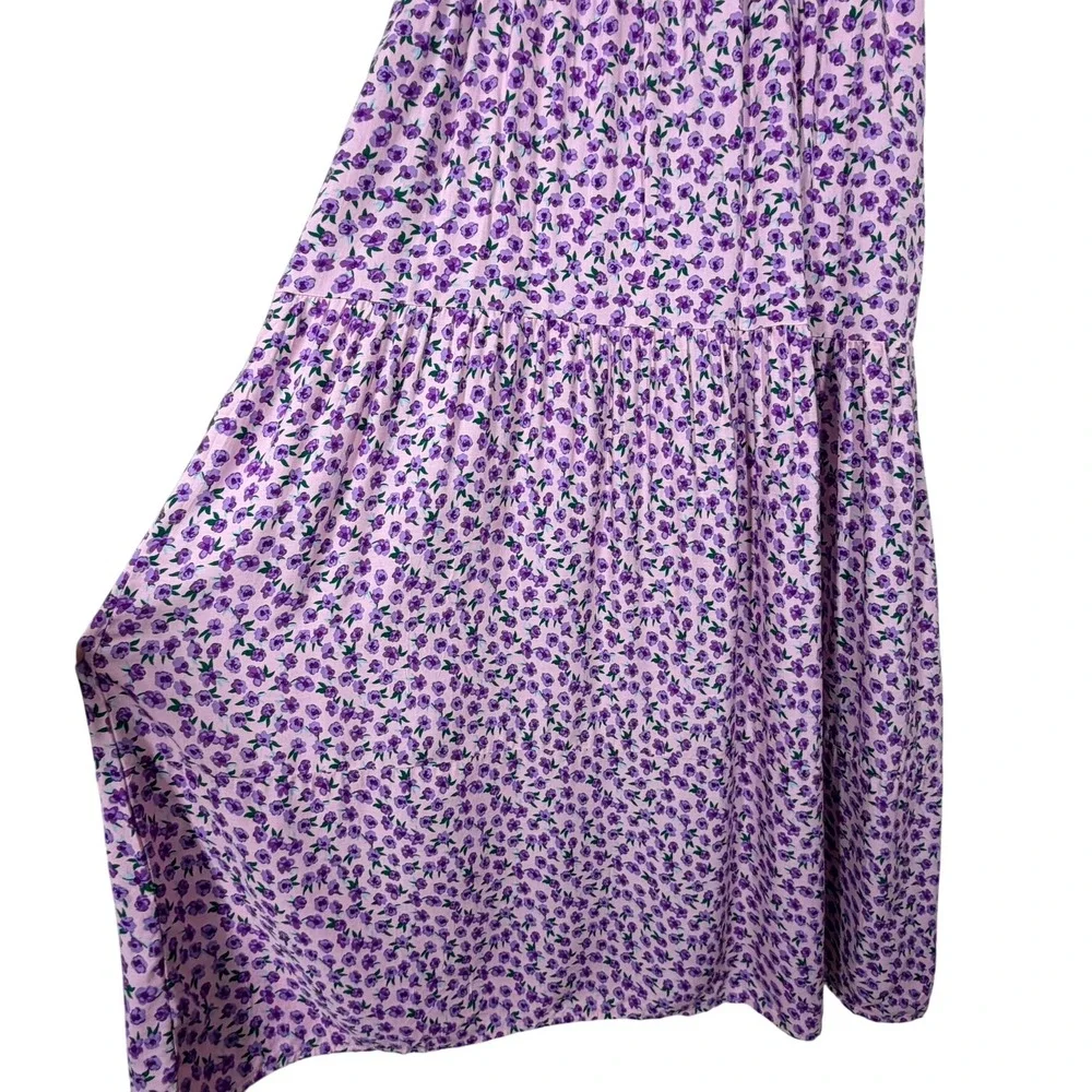 Manydress Womens Floral Maxi Dress Medium Pink Purple Tiered Boho Cottagecore